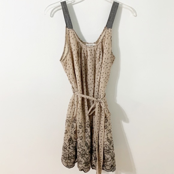 Blu Pepper Scallop Hem Embroidered Boho Festival Sleeveless Tunic Top Tie Waist - Picture 1 of 8